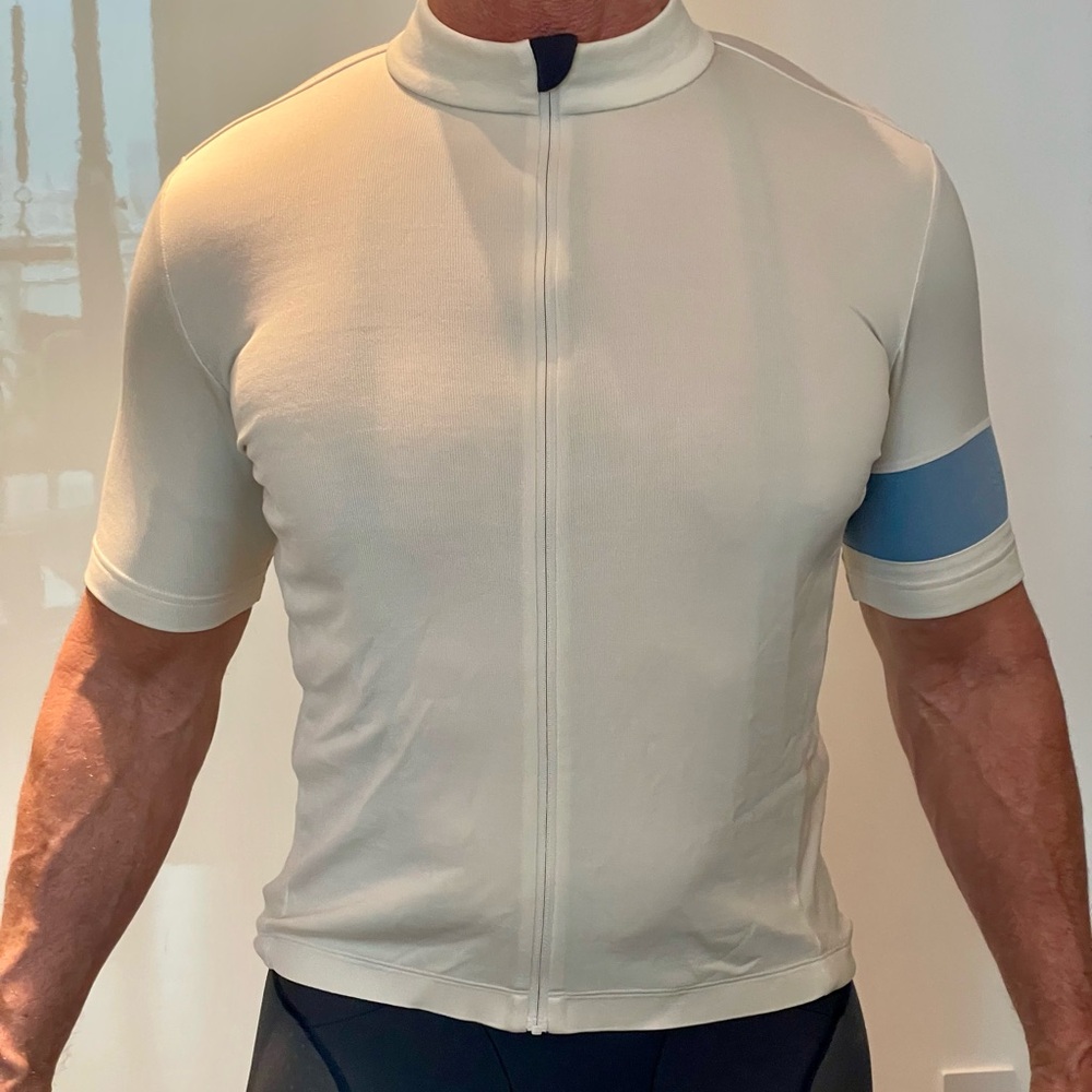 Rapha Classic Neutral Cream Short-Sleeve Cycling Jersey with Blue Armband